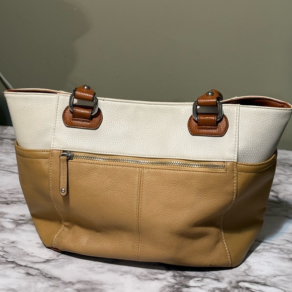 Elegant Two-Tone Genuine Leather Tote Bag Naturalizer - Picture 4 of 16